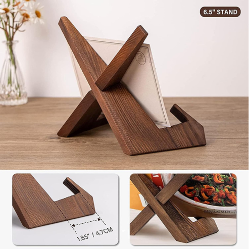 Porte-recette en bois – support décoratif pour livre de cuisine, repose-livre pour comptoir de cuisine, bureau ou table