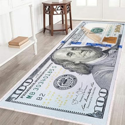 Money Money – Tapis long créatif en forme de dollar, antidérapant pour chambre, salon, couloir ou baie vitrée