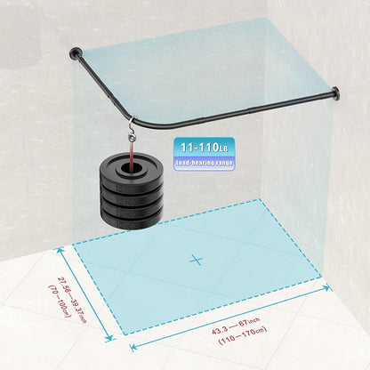 Tringle douche angle reglable, Barre de Rail de Rideau de Douche Incurvée Sans Perçage Extensible Salle de Bain Baignoire Baignoire Coin Tringle à Rideau En Forme de L