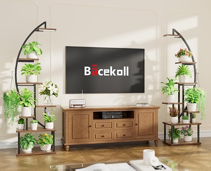 Grand support pour plantes d'intérieur avec lampe de culture