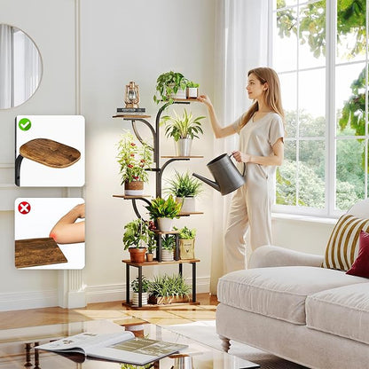 Grand Support de Plantes d’Intérieur, Etagère à Plante 8 Niveaux avec Lampe de Croissance, Meuble pour Plantes Vertes d’Intérieur, en Forme d’Arbre