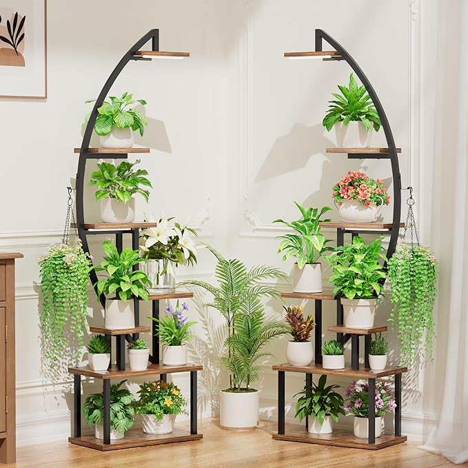 Grand support pour plantes d'intérieur avec lampe de culture