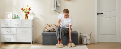 JIan-Repose-pieds de rangement GNE pour salon, banc de chambre à coucher, tissu de lin, facile à assembler, bain, capacité de charge, boîte à jouets