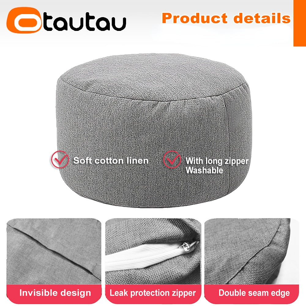 OTAUTAU tabouret rond D30cm * H20cm pouf en lin pouf avec remplissage pouf Pouf repose-pieds Tatami Futon bouffée JD001