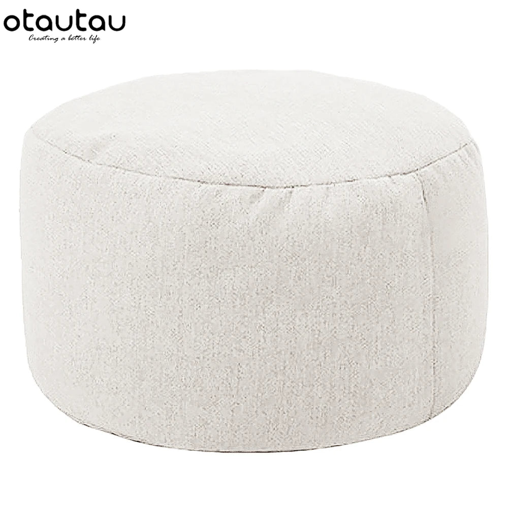 OTAUTAU tabouret rond D30cm * H20cm pouf en lin pouf avec remplissage pouf Pouf repose-pieds Tatami Futon bouffée JD001