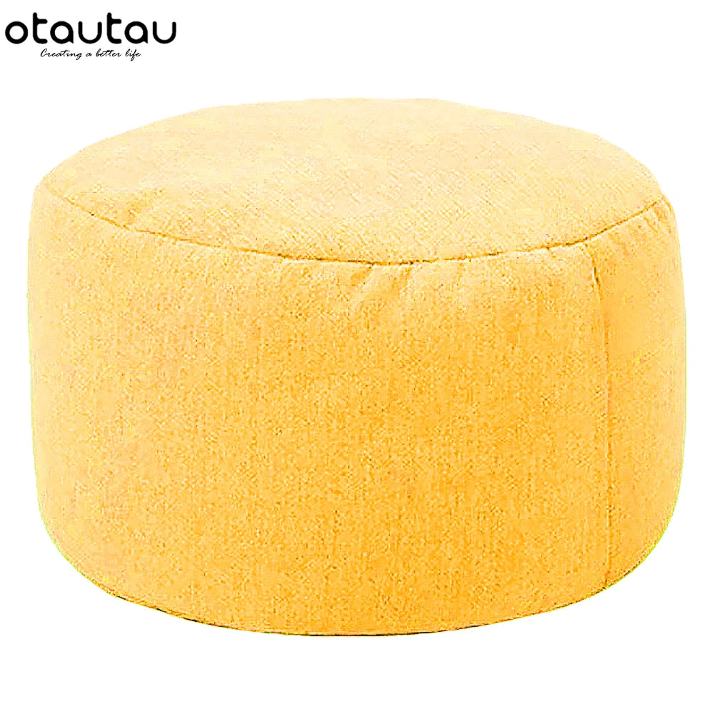 OTAUTAU tabouret rond D30cm * H20cm pouf en lin pouf avec remplissage pouf Pouf repose-pieds Tatami Futon bouffée JD001