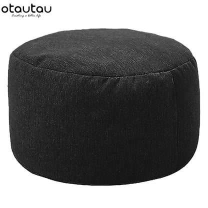 OTAUTAU tabouret rond D30cm * H20cm pouf en lin pouf avec remplissage pouf Pouf repose-pieds Tatami Futon bouffée JD001