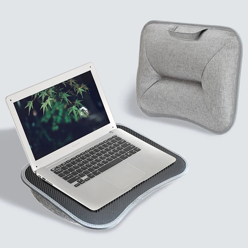 MUMUCC Bureau d'ordinateur portable multifonctionnel avec coussin et rempli de particules de mousse, petite table d'oreiller, tapis de souris rigide grand