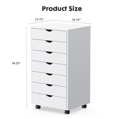 JHK 7 tiroirs commode table de nuit armoire de rangement en bois fichier bureau armoire Mobile roues salon organisateur roulant