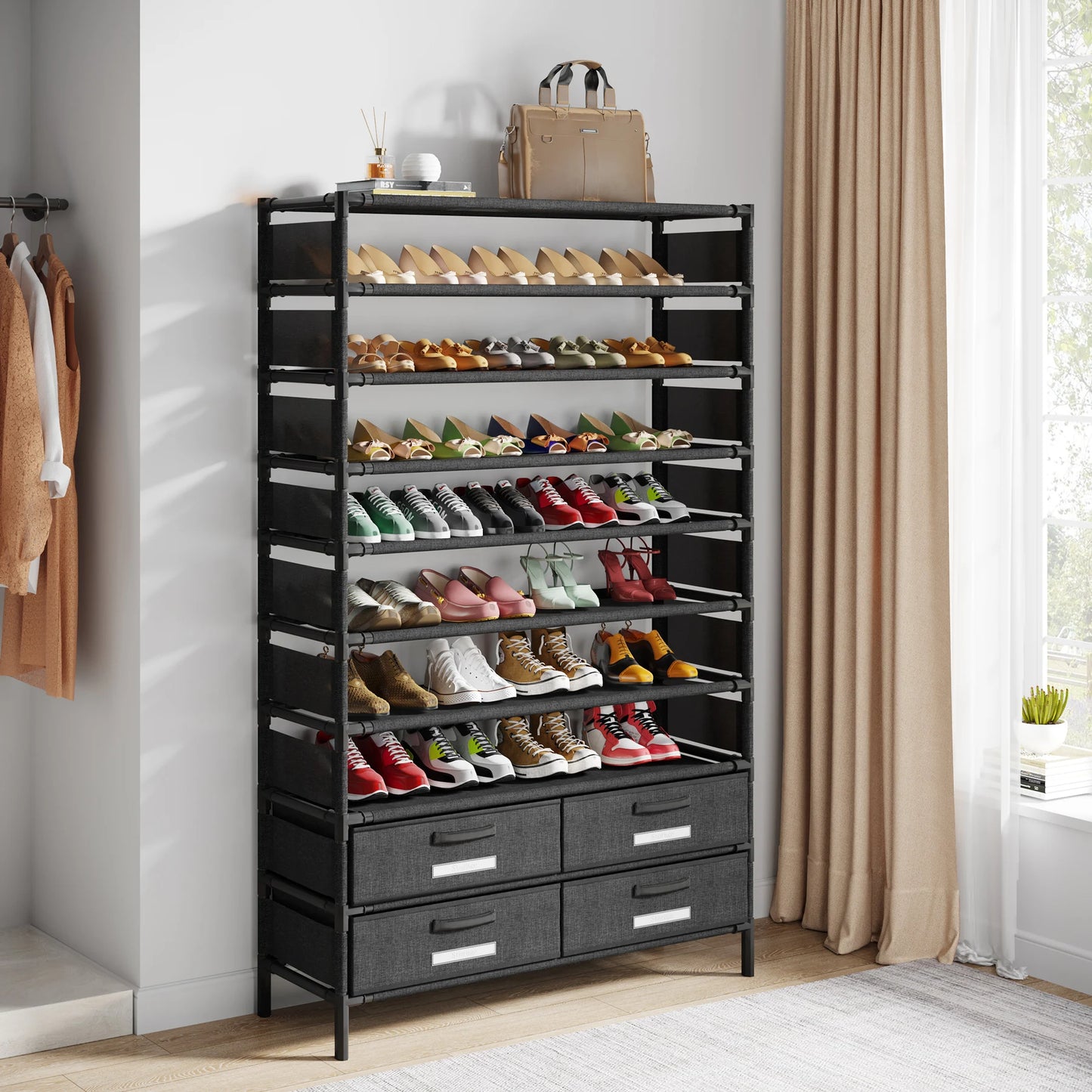 Support de rangement multicouche, organisateur de grande capacité, étagère à chaussures pour meubles de chambre à coucher pour 50 paires, étagère à livres, usage polyvalent