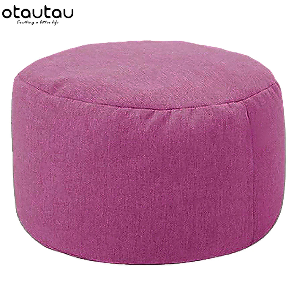 OTAUTAU tabouret rond D30cm * H20cm pouf en lin pouf avec remplissage pouf Pouf repose-pieds Tatami Futon bouffée JD001