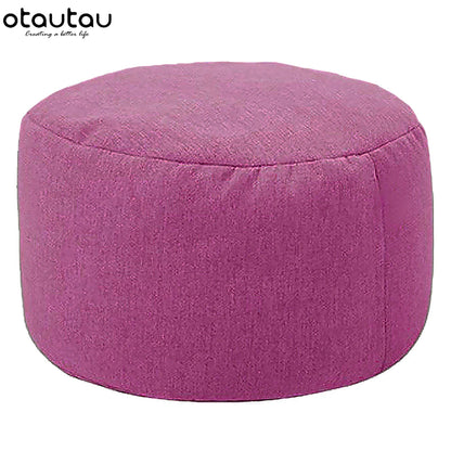 OTAUTAU tabouret rond D30cm * H20cm pouf en lin pouf avec remplissage pouf Pouf repose-pieds Tatami Futon bouffée JD001