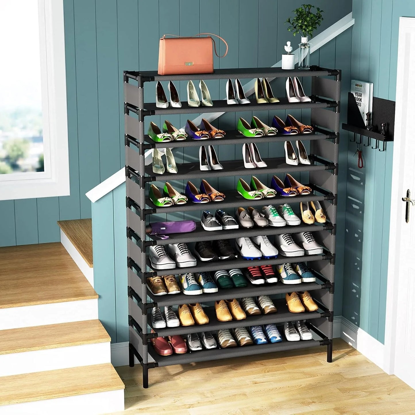 Support de rangement multicouche, organisateur de grande capacité, étagère à chaussures pour meubles de chambre à coucher pour 50 paires, étagère à livres, usage polyvalent
