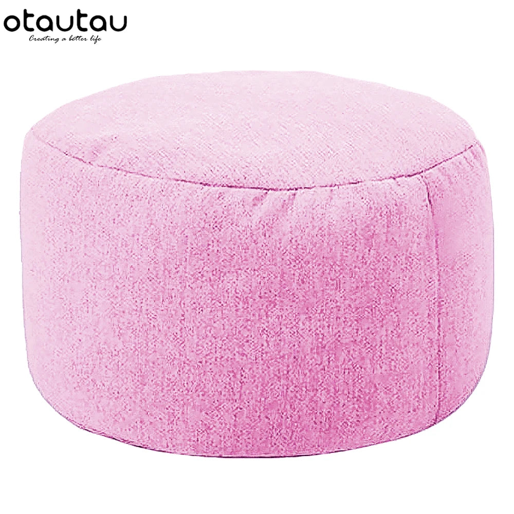 OTAUTAU tabouret rond D30cm * H20cm pouf en lin pouf avec remplissage pouf Pouf repose-pieds Tatami Futon bouffée JD001