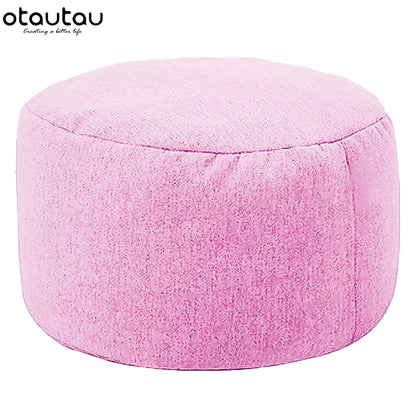 OTAUTAU tabouret rond D30cm * H20cm pouf en lin pouf avec remplissage pouf Pouf repose-pieds Tatami Futon bouffée JD001