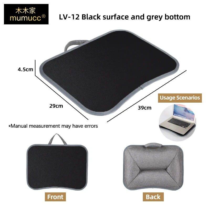 MUMUCC Bureau d'ordinateur portable multifonctionnel avec coussin et rempli de particules de mousse, petite table d'oreiller, tapis de souris rigide grand