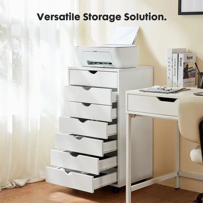 JHK 7 tiroirs commode table de nuit armoire de rangement en bois fichier bureau armoire Mobile roues salon organisateur roulant