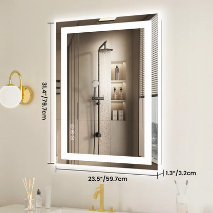 JHK 36 "x 24" miroir de vanité de salle de bain LED pour fonction de mémoire murale verre trempé avec lumière avant et rétro-éclairage pour le salon