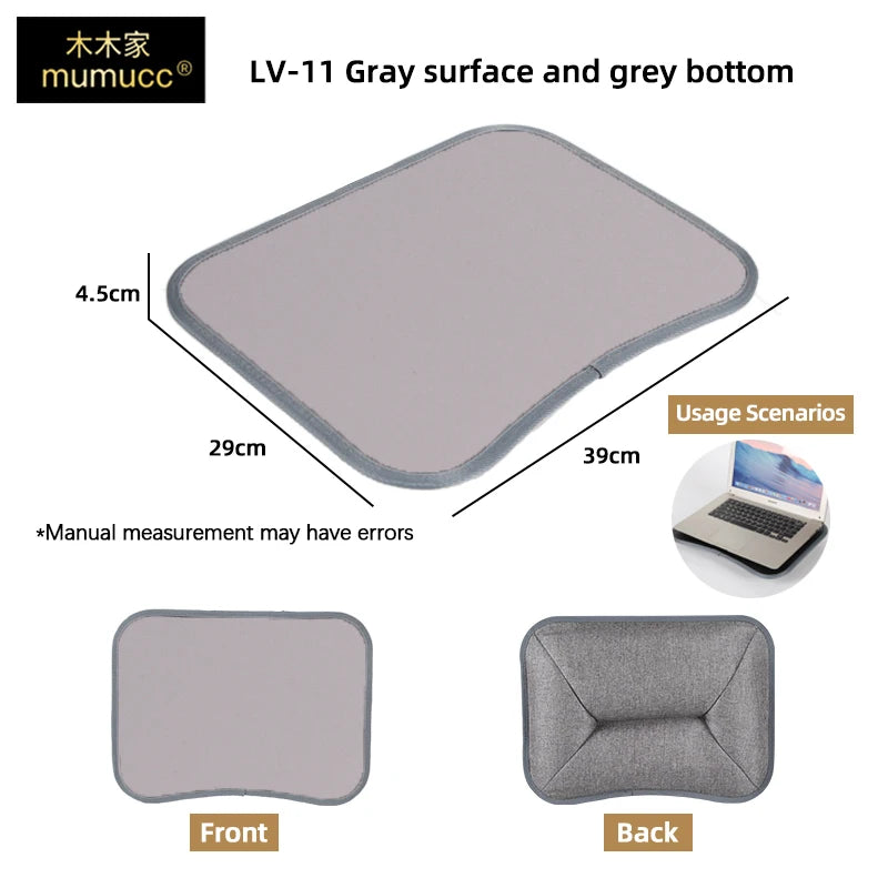 MUMUCC Bureau d'ordinateur portable multifonctionnel avec coussin et rempli de particules de mousse, petite table d'oreiller, tapis de souris rigide grand