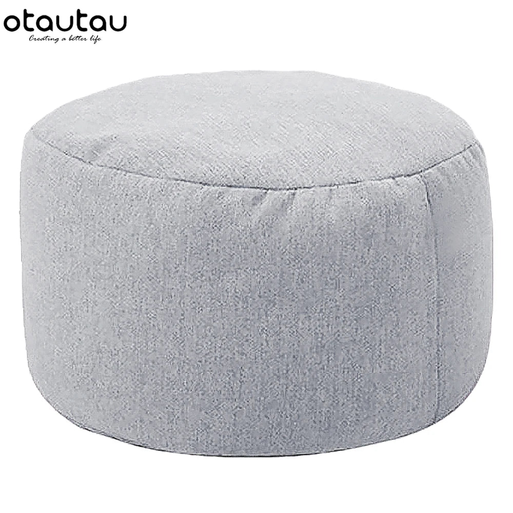 OTAUTAU tabouret rond D30cm * H20cm pouf en lin pouf avec remplissage pouf Pouf repose-pieds Tatami Futon bouffée JD001