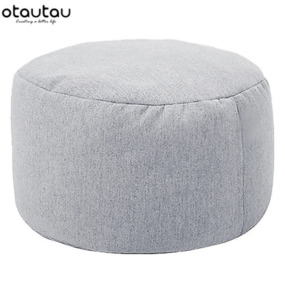OTAUTAU tabouret rond D30cm * H20cm pouf en lin pouf avec remplissage pouf Pouf repose-pieds Tatami Futon bouffée JD001