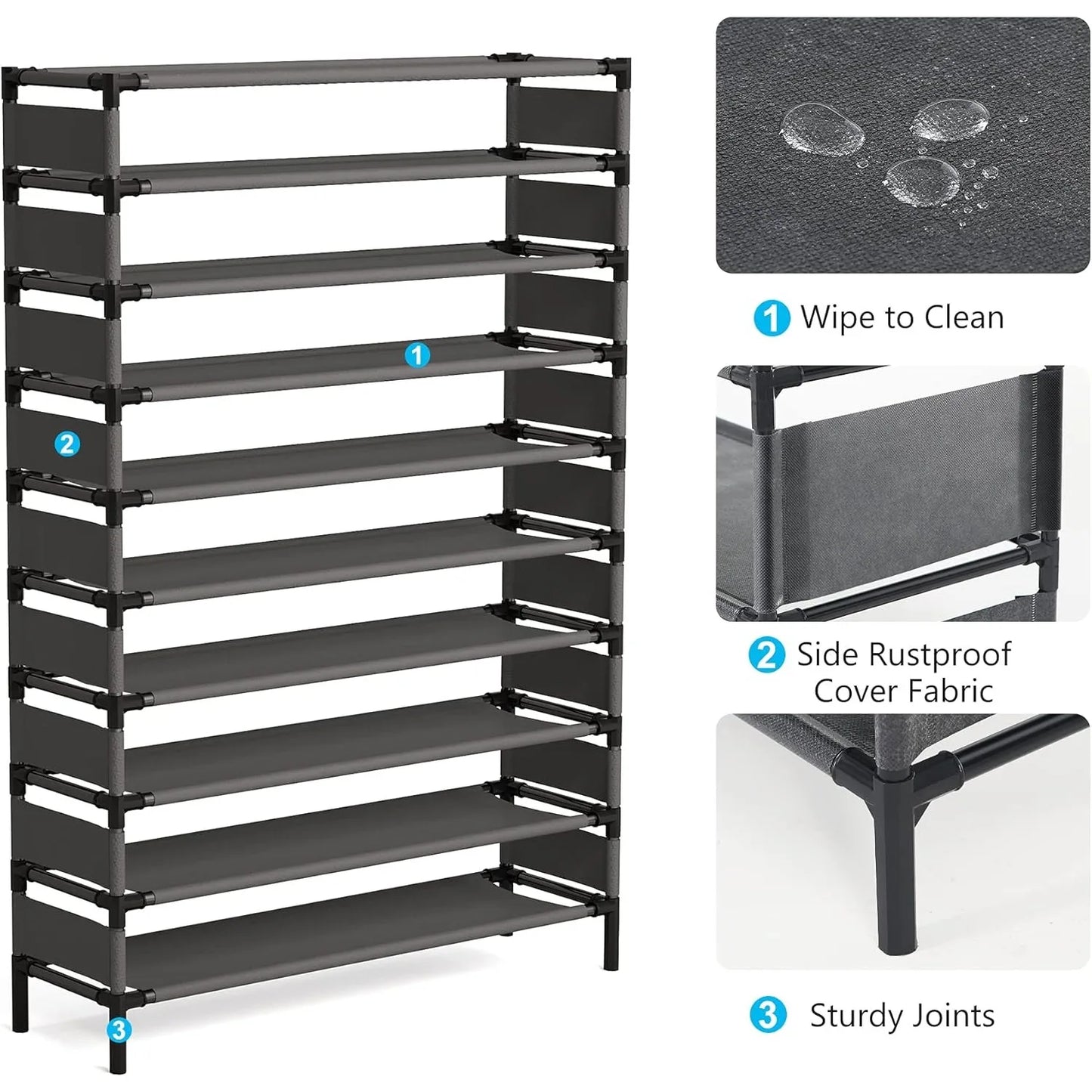 Support de rangement multicouche, organisateur de grande capacité, étagère à chaussures pour meubles de chambre à coucher pour 50 paires, étagère à livres, usage polyvalent