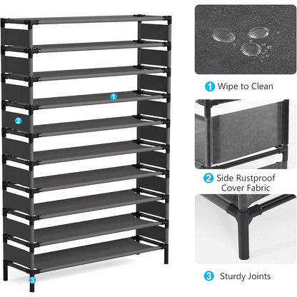Support de rangement multicouche, organisateur de grande capacité, étagère à chaussures pour meubles de chambre à coucher pour 50 paires, étagère à livres, usage polyvalent