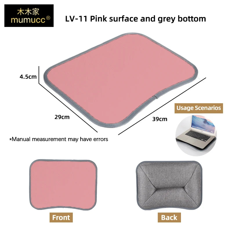 MUMUCC Bureau d'ordinateur portable multifonctionnel avec coussin et rempli de particules de mousse, petite table d'oreiller, tapis de souris rigide grand