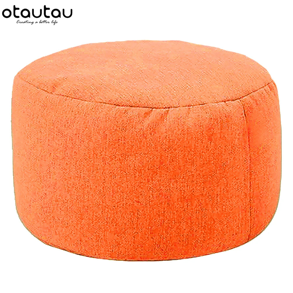 OTAUTAU tabouret rond D30cm * H20cm pouf en lin pouf avec remplissage pouf Pouf repose-pieds Tatami Futon bouffée JD001