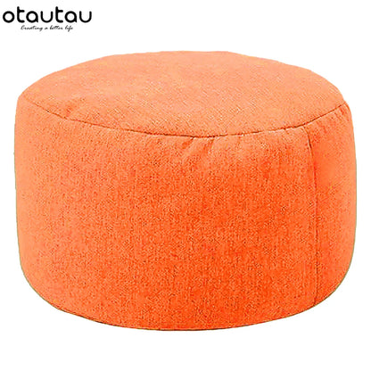 OTAUTAU tabouret rond D30cm * H20cm pouf en lin pouf avec remplissage pouf Pouf repose-pieds Tatami Futon bouffée JD001