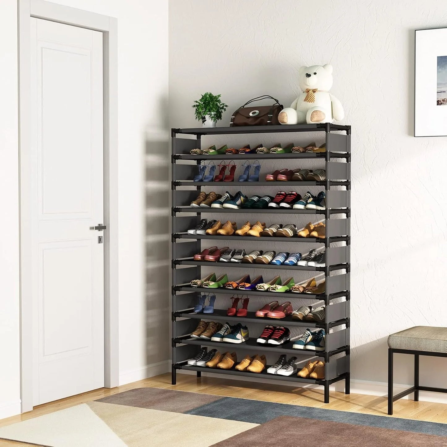 Support de rangement multicouche, organisateur de grande capacité, étagère à chaussures pour meubles de chambre à coucher pour 50 paires, étagère à livres, usage polyvalent