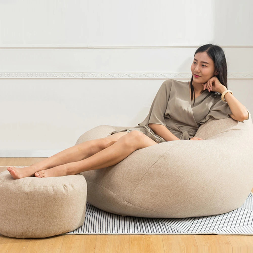 OTAUTAU tabouret rond D30cm * H20cm pouf en lin pouf avec remplissage pouf Pouf repose-pieds Tatami Futon bouffée JD001