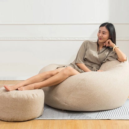 OTAUTAU tabouret rond D30cm * H20cm pouf en lin pouf avec remplissage pouf Pouf repose-pieds Tatami Futon bouffée JD001