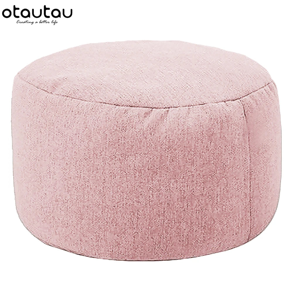 OTAUTAU tabouret rond D30cm * H20cm pouf en lin pouf avec remplissage pouf Pouf repose-pieds Tatami Futon bouffée JD001