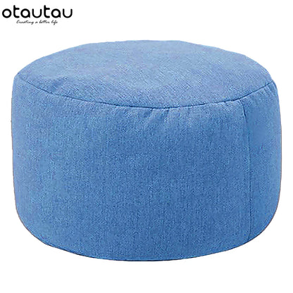 OTAUTAU tabouret rond D30cm * H20cm pouf en lin pouf avec remplissage pouf Pouf repose-pieds Tatami Futon bouffée JD001