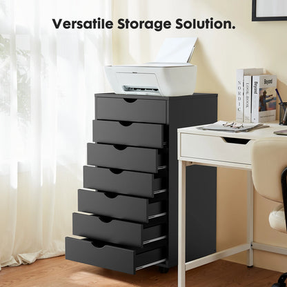 JHK 7 tiroirs commode table de nuit armoire de rangement en bois fichier bureau armoire Mobile roues salon organisateur roulant