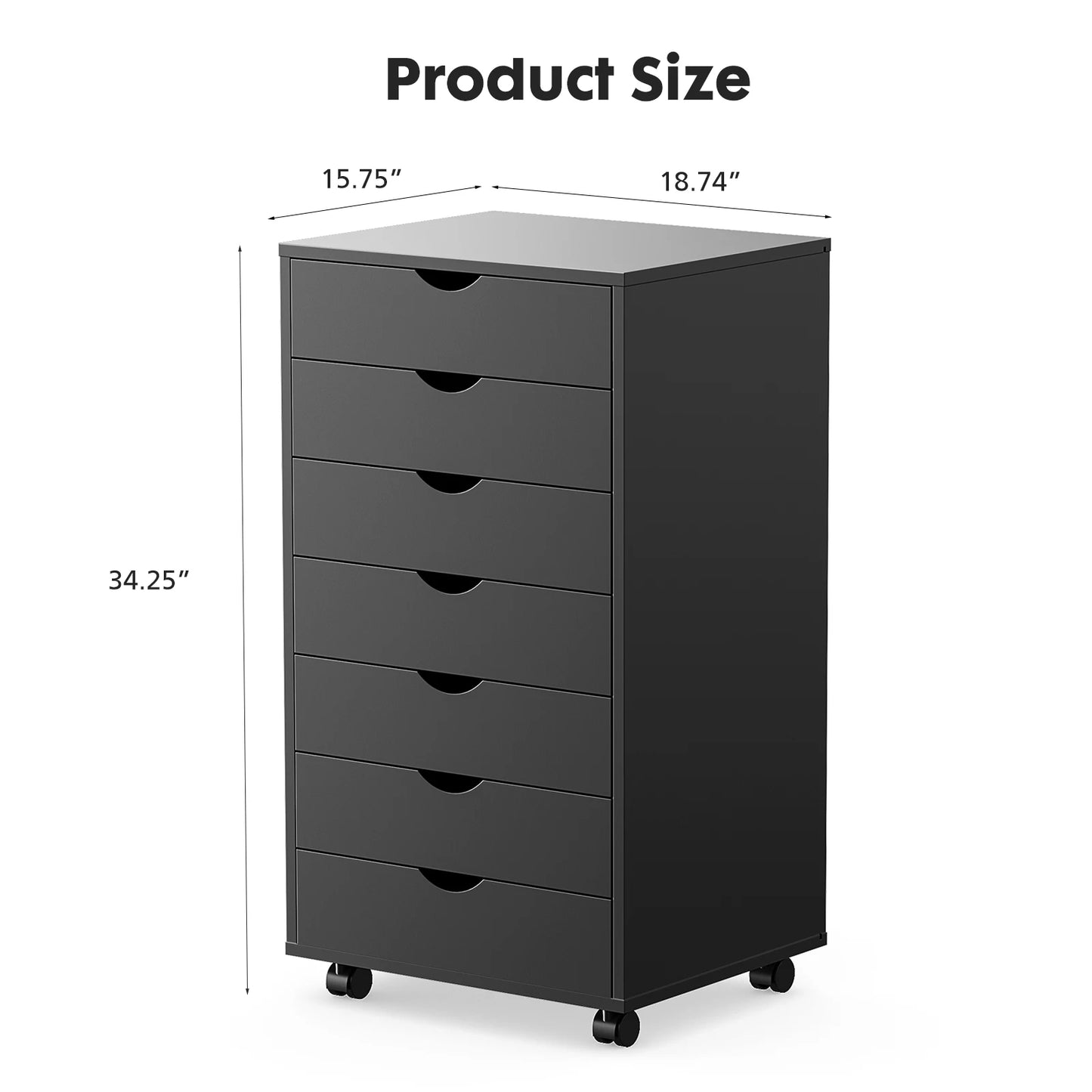 JHK 7 tiroirs commode table de nuit armoire de rangement en bois fichier bureau armoire Mobile roues salon organisateur roulant