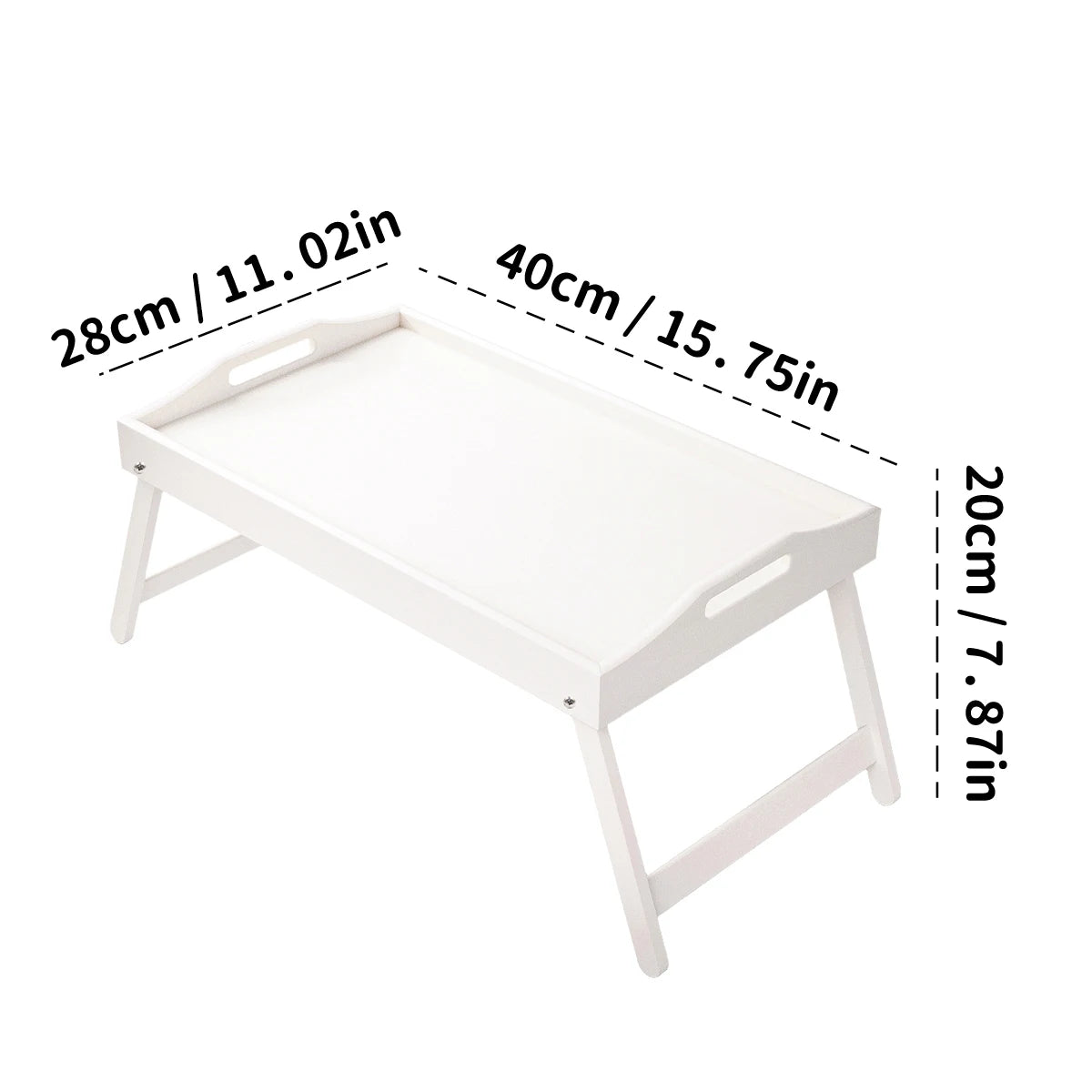 Plateau de lit pour petit-déjeuner en bambou avec pieds pliants – Parfait pour le canapé, le télévision, l'ordinateur portable ou les collations – Servir le petit déjeuner au lit (noir/blanc)