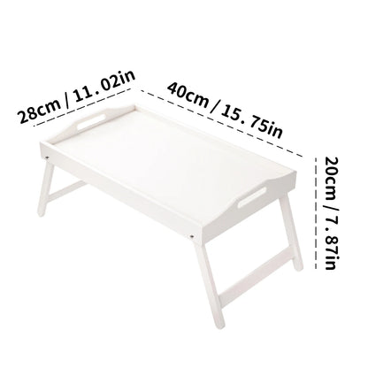 Plateau de lit pour petit-déjeuner en bambou avec pieds pliants – Parfait pour le canapé, le télévision, l'ordinateur portable ou les collations – Servir le petit déjeuner au lit (noir/blanc)