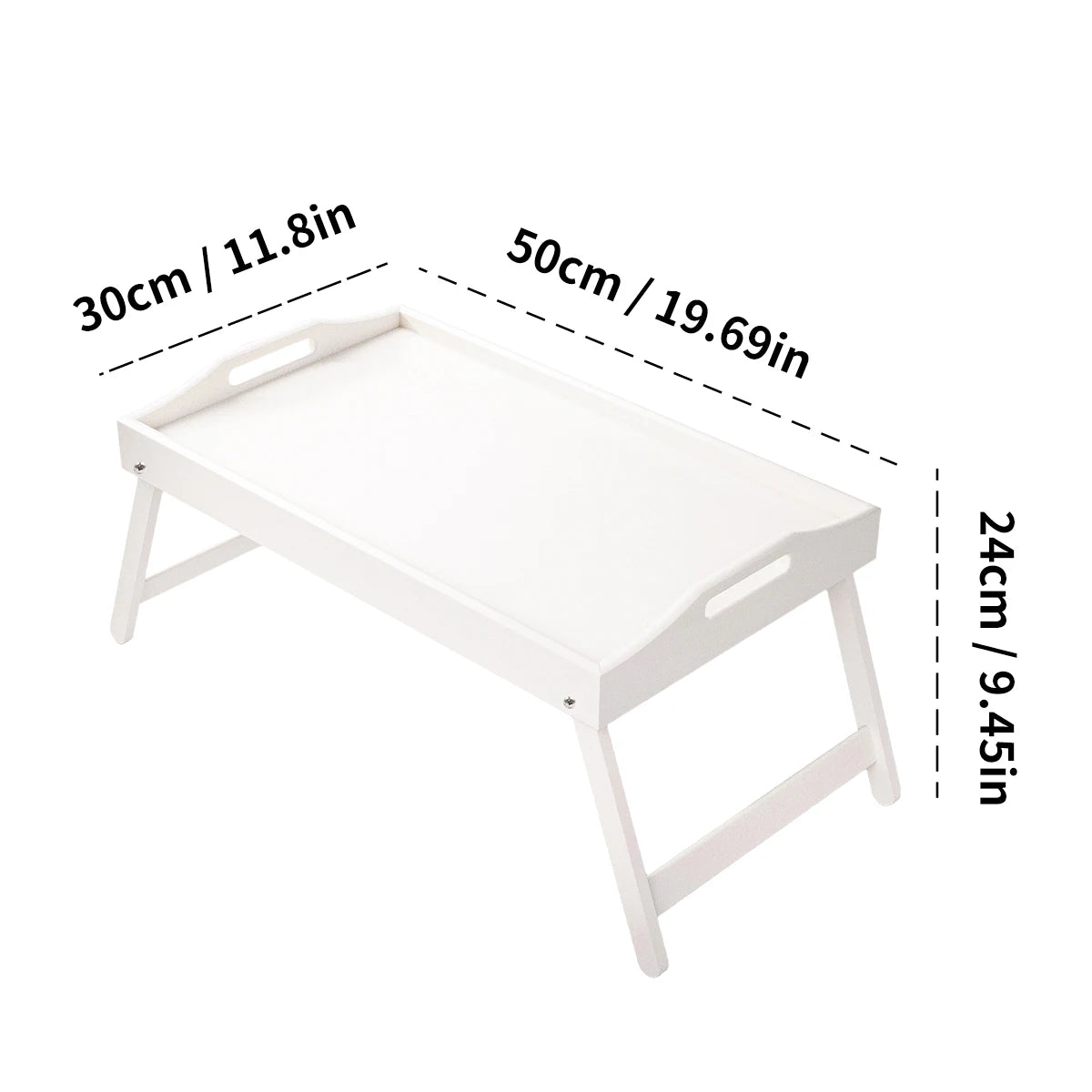 Plateau de lit pour petit-déjeuner en bambou avec pieds pliants – Parfait pour le canapé, le télévision, l'ordinateur portable ou les collations – Servir le petit déjeuner au lit (noir/blanc)