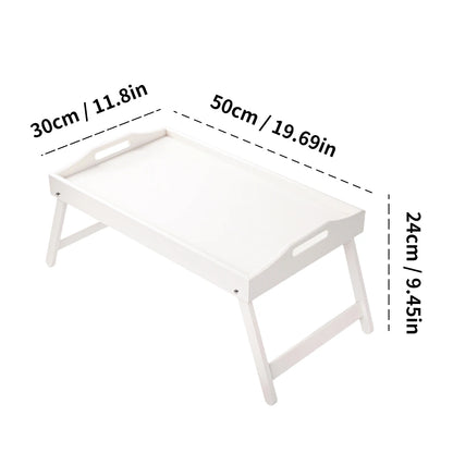 Plateau de lit pour petit-déjeuner en bambou avec pieds pliants – Parfait pour le canapé, le télévision, l'ordinateur portable ou les collations – Servir le petit déjeuner au lit (noir/blanc)