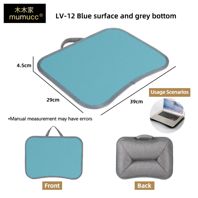 MUMUCC Bureau d'ordinateur portable multifonctionnel avec coussin et rempli de particules de mousse, petite table d'oreiller, tapis de souris rigide grand