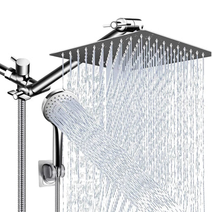 Pommeau de douche combiné 8-12 pouces, pomme de douche haute pression avec bras d'extension réglable avec jet de douche à main à 3 voies