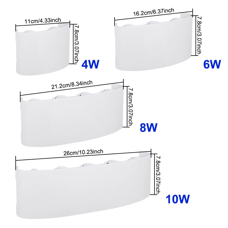 Mur LED lumière étanche IP65 applique extérieure jardin porche lumière décor jardin cour salle de bain chambre salon AC85-265V
