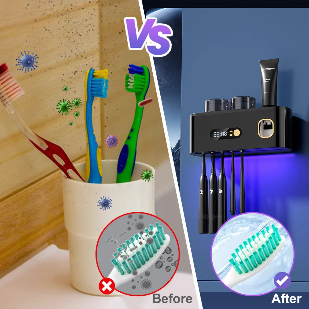 Stérilisateur de brosse à dents Portable sans fil, stérilisation UV, support mural Rechargeable pour sèche-brosse à dents électrique