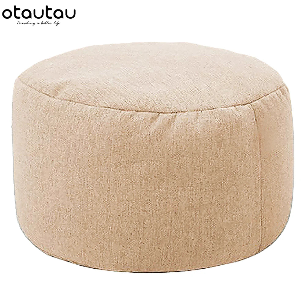 OTAUTAU tabouret rond D30cm * H20cm pouf en lin pouf avec remplissage pouf Pouf repose-pieds Tatami Futon bouffée JD001