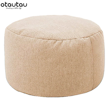 OTAUTAU tabouret rond D30cm * H20cm pouf en lin pouf avec remplissage pouf Pouf repose-pieds Tatami Futon bouffée JD001