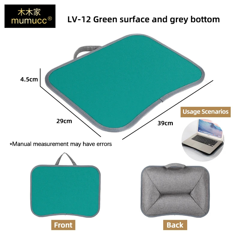 MUMUCC Bureau d'ordinateur portable multifonctionnel avec coussin et rempli de particules de mousse, petite table d'oreiller, tapis de souris rigide grand