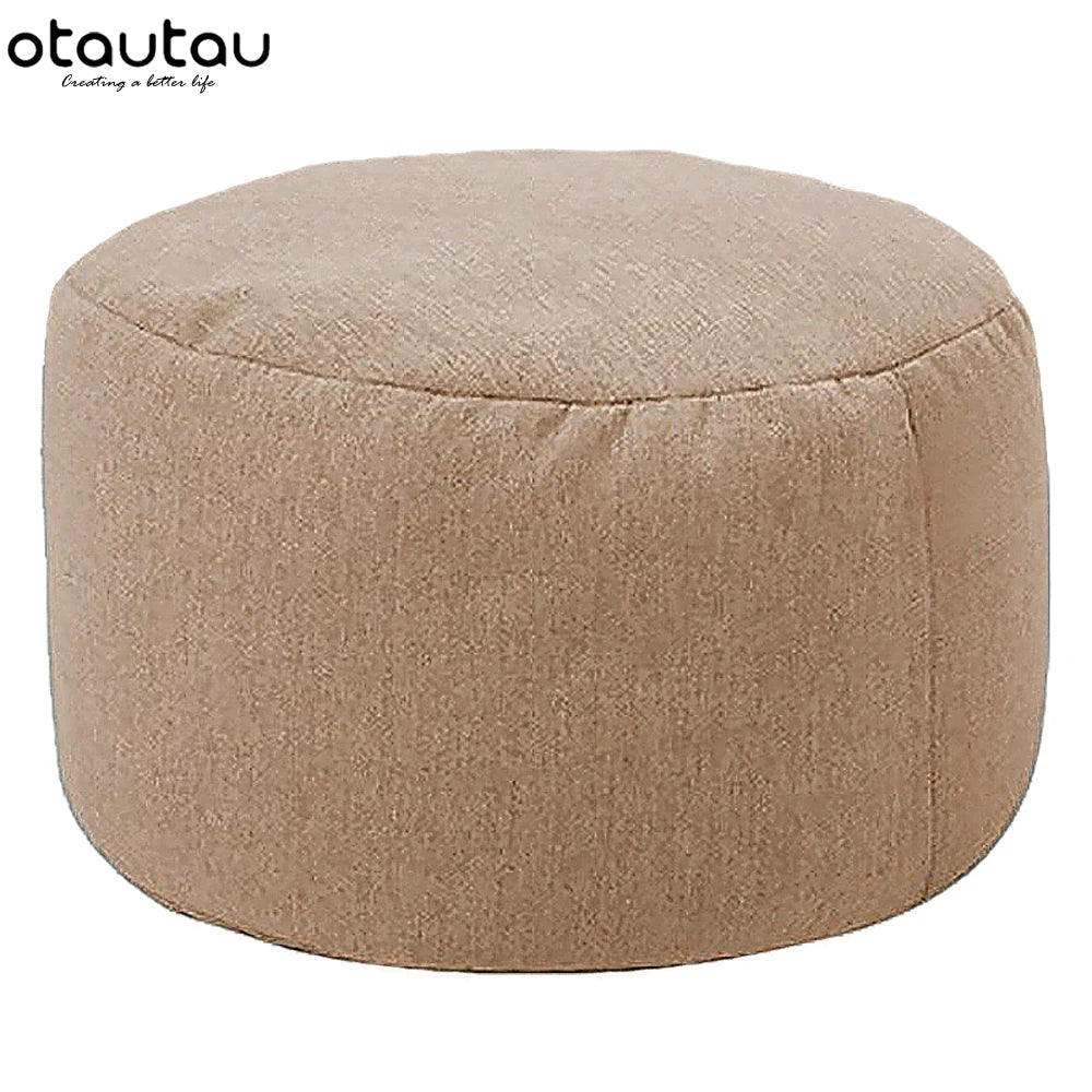 OTAUTAU tabouret rond D30cm * H20cm pouf en lin pouf avec remplissage pouf Pouf repose-pieds Tatami Futon bouffée JD001