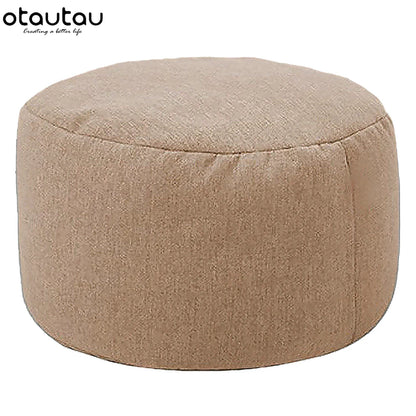 OTAUTAU tabouret rond D30cm * H20cm pouf en lin pouf avec remplissage pouf Pouf repose-pieds Tatami Futon bouffée JD001